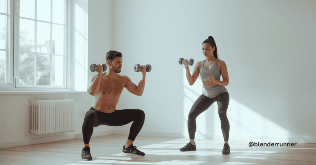 Strength training for beginners with dumbbells at home